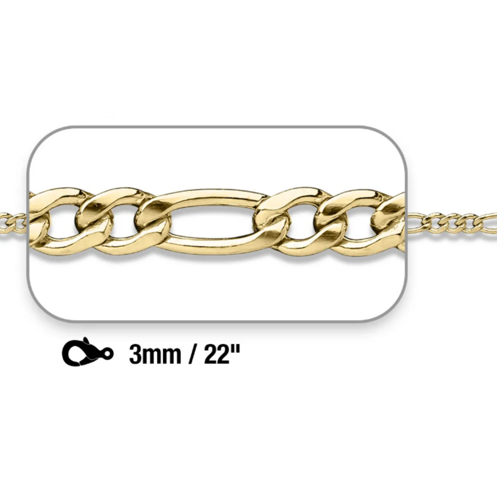 Gold Filled Gold Filled 3.0mm Figaro Chain 22"