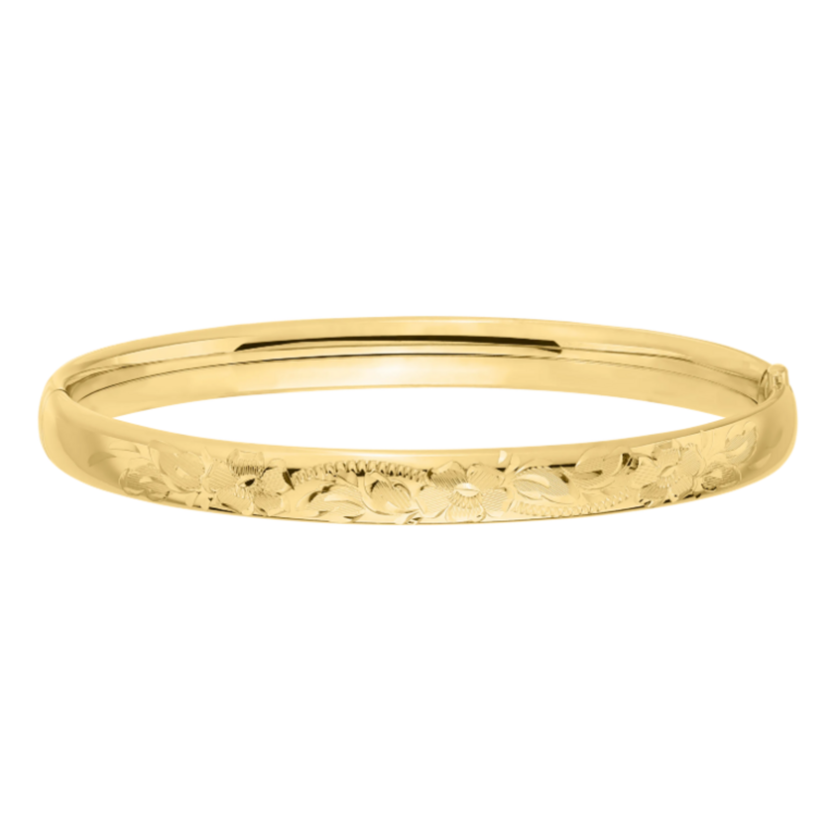 Gold Filled Gold Filled 6mm Floral Design Hinge Bangle 7"