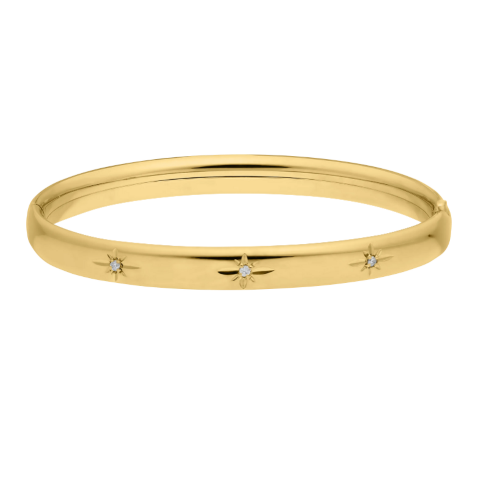 Gold Filled Gold Filled 6mm Simple Starcut Diamonds .06 TCW Hinge Bangle 7"