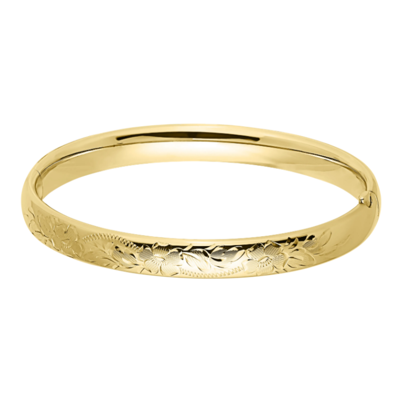 Gold Filled Gold Filled 8mm Floral Design Hinge Bangle 7"