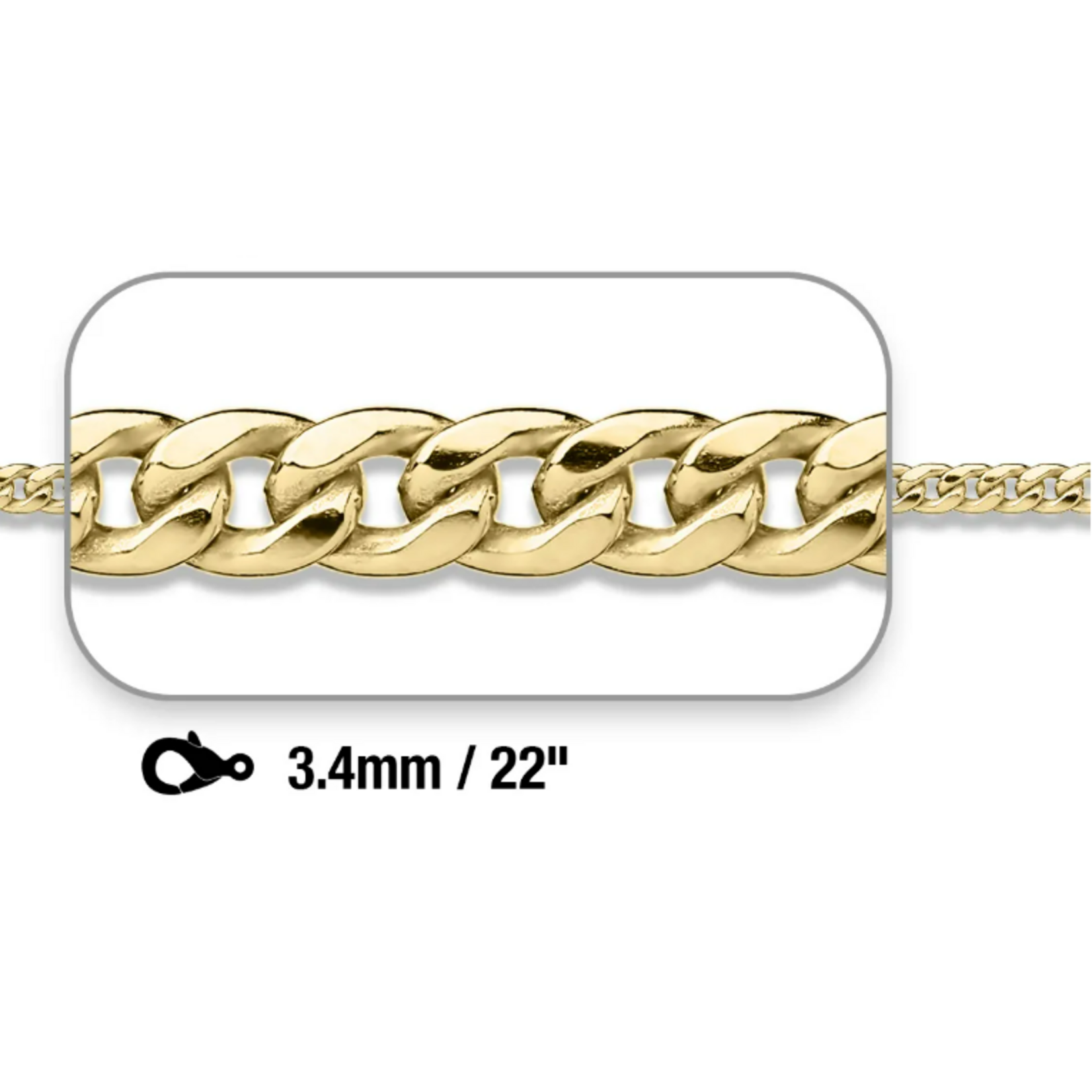 Gold Filled Gold Filled 3.4mm Cuban Chain 22"