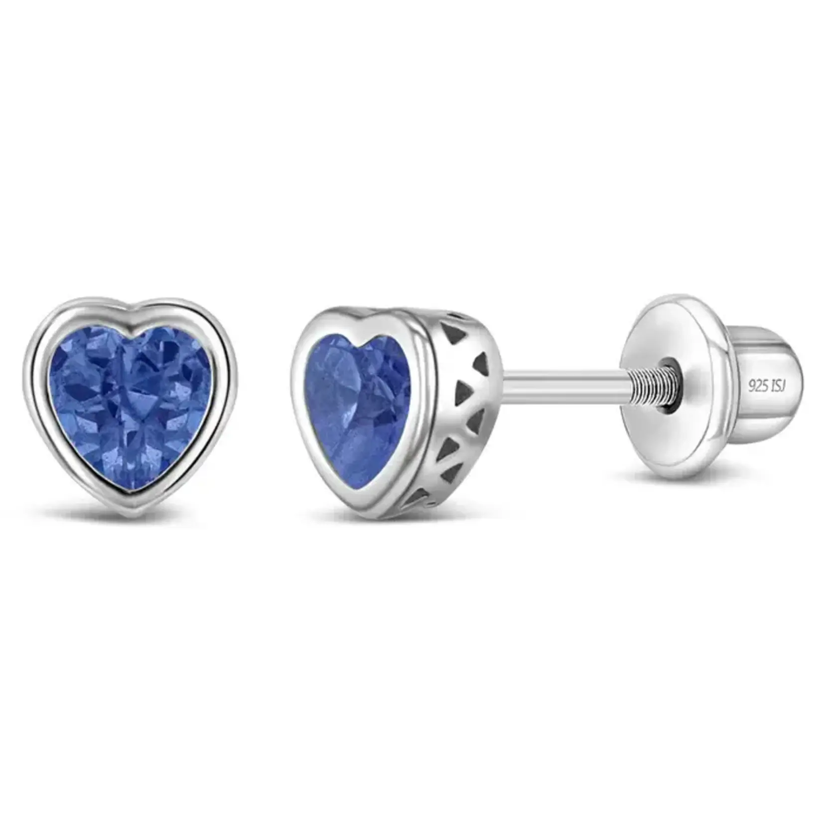In Season SS Dec. Blue Topaz CZ Heart Birthstone Earrings
