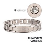 Inox Genuine Lab-Grown Diamond on Tungsten Carbide Hammered ID Sizeable Link Bracelet 8"-9"
