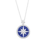 Murano Glass SS Venetian Murano Glass Compass Necklace - Blue