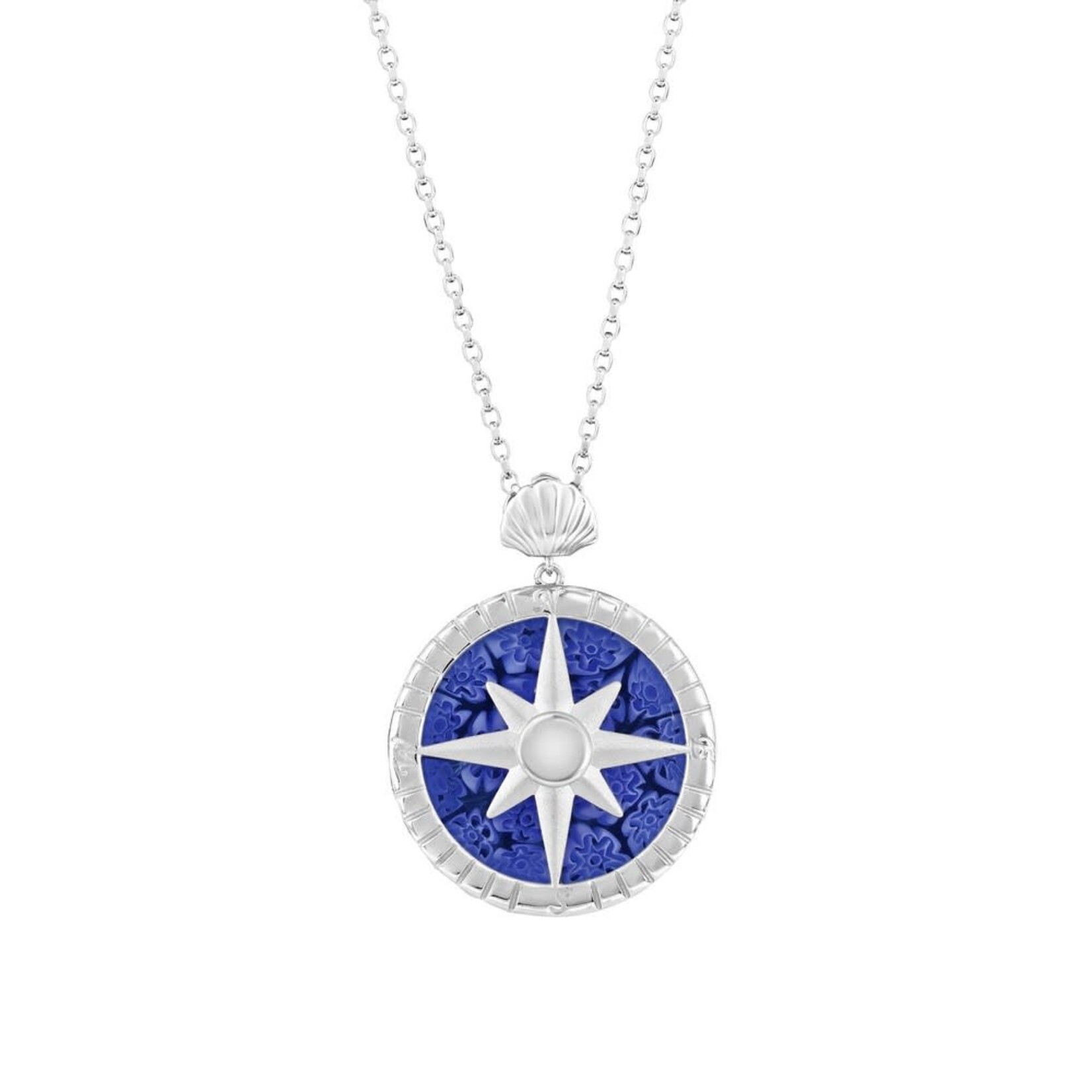 Murano Glass SS Venetian Murano Glass Compass Necklace - Blue