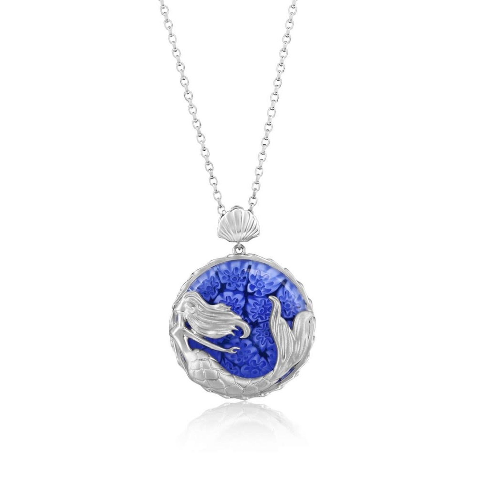 Murano Glass SS Venetian Murano Glass Mermaid Necklace - Blue