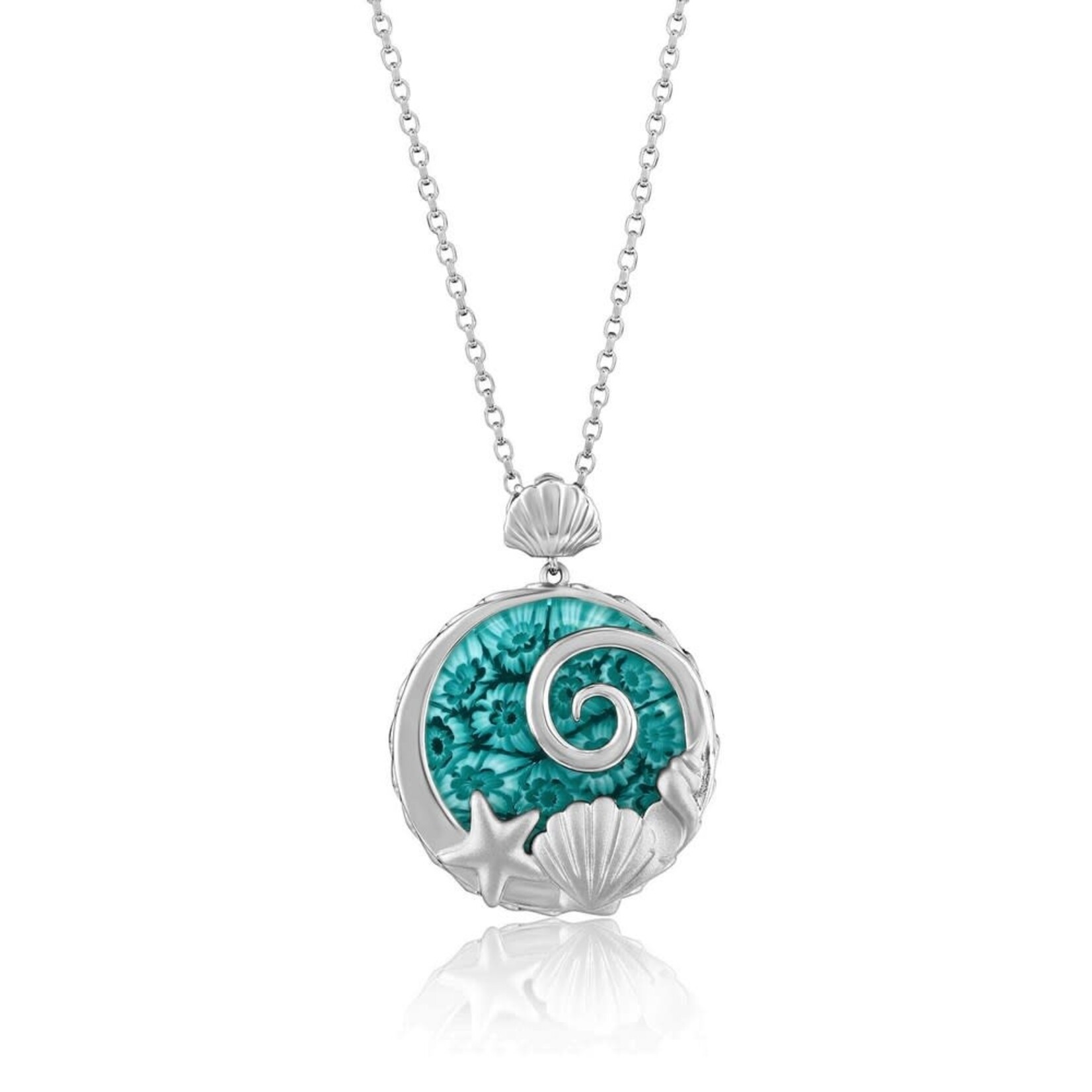 Murano Glass SS Venetian Murano Glass Shells Necklace - Teal