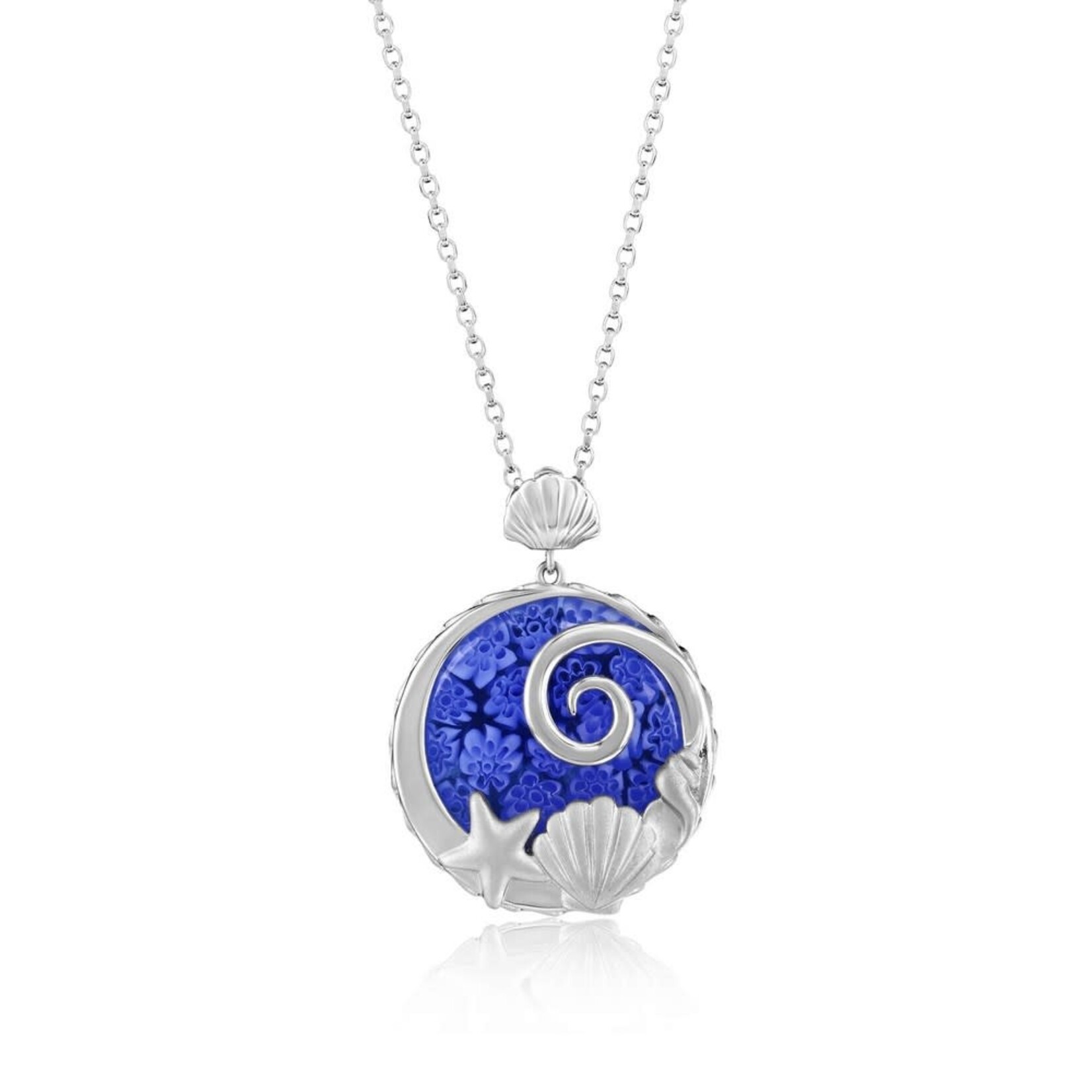 Murano Glass SS Venetian Murano Glass Shells Necklace - Blue