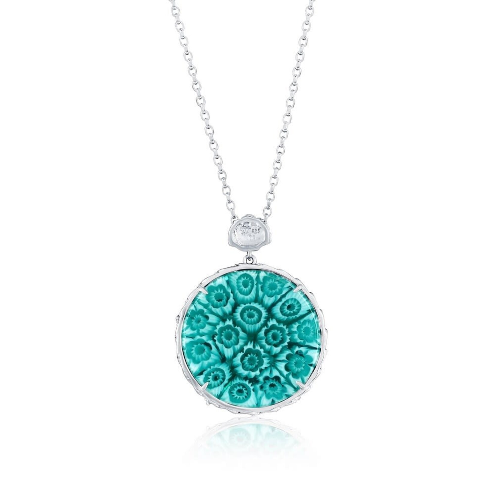 Murano Glass SS Venetian Murano Glass Compass Necklace - Teal