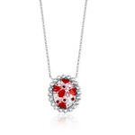 Murano Glass SS Venetian Murano Oval Necklace - Red