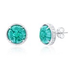 Murano Glass Sterling Silver Venetian Murano 12mm Round Earrings - Teal