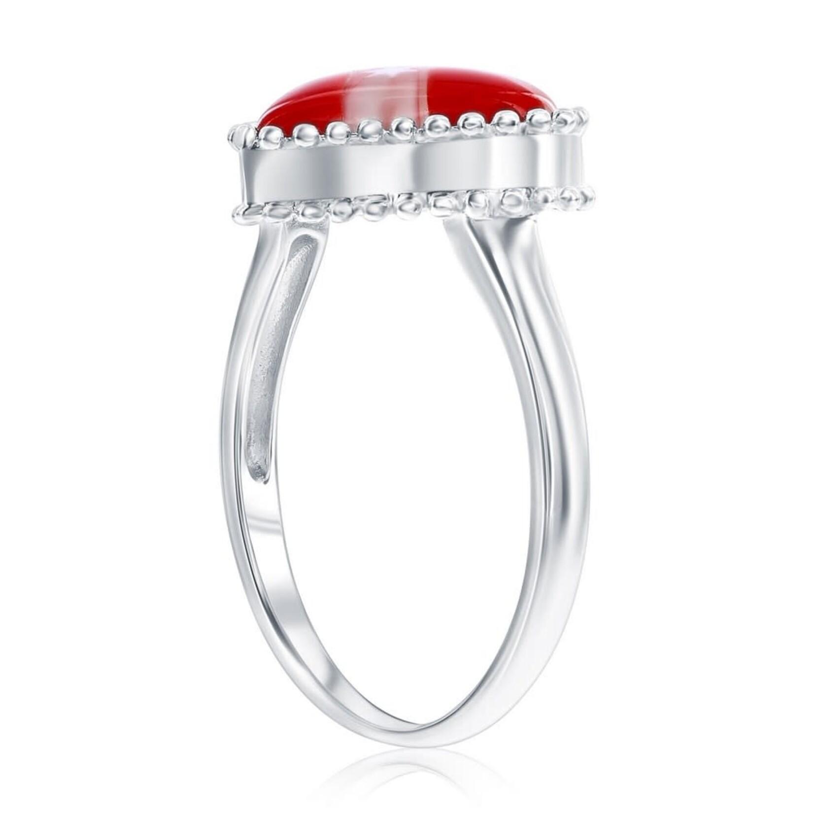 Murano Glass Sterling Silver Venetian Murano Heart Ring - Red Size 8