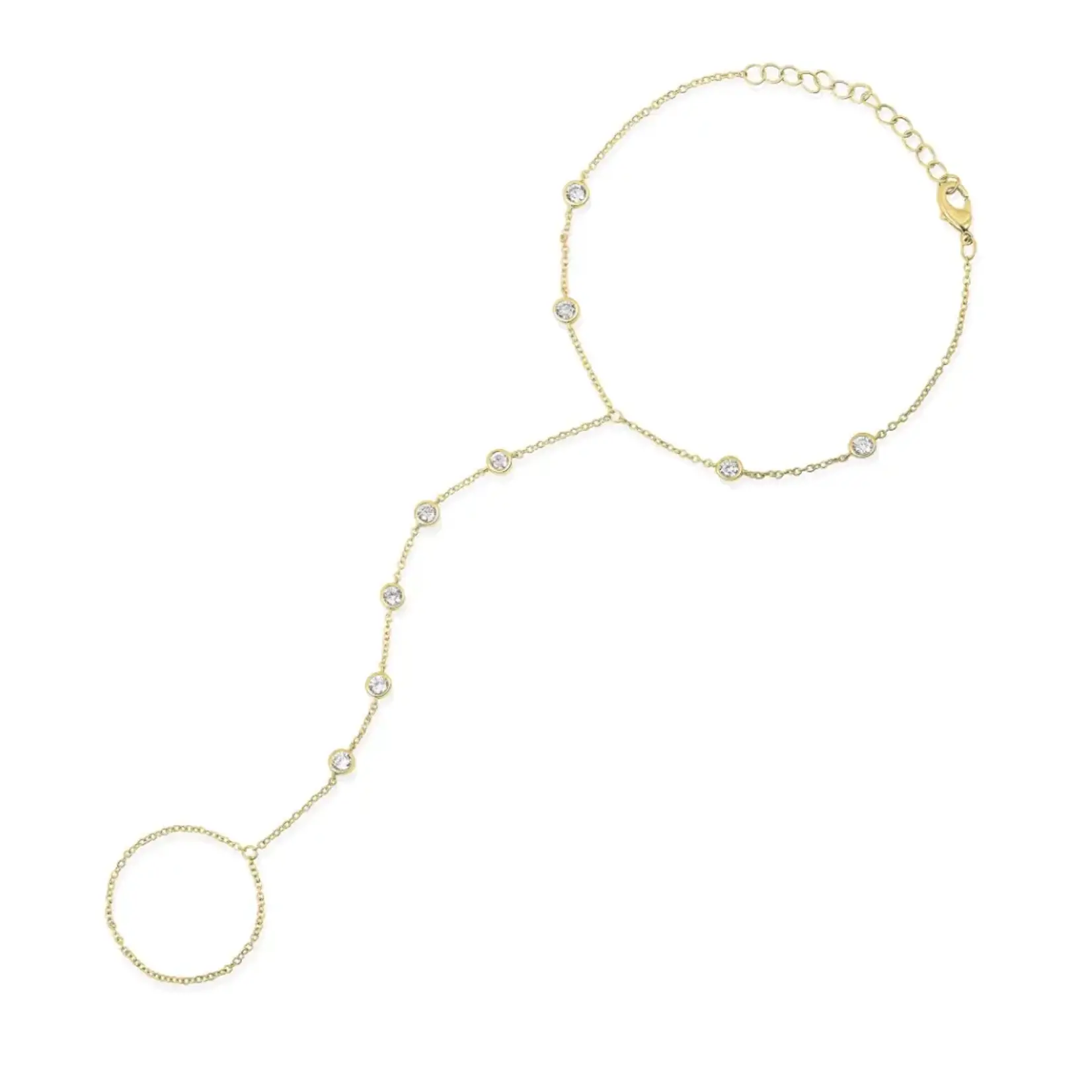 JTG Jewlery GP Brass Clear CZ Hand Chain