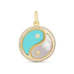 JTG Jewlery GP Brass Turquoise/MOP Yin Yang Charm 22mm