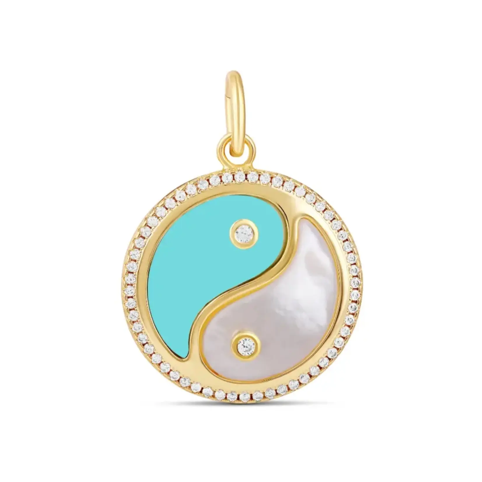 JTG Jewlery GP Brass Turquoise/MOP Yin Yang Charm 22mm