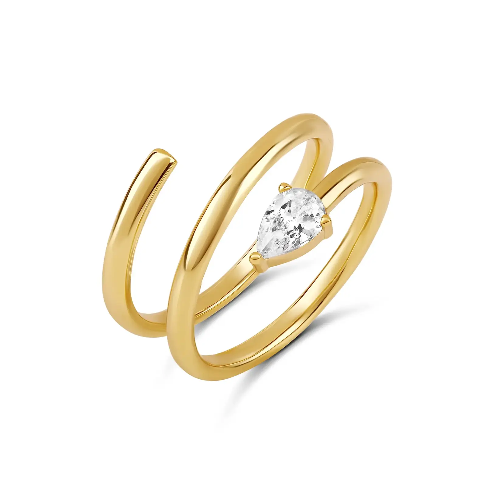 JTG Jewlery GP Brass Spiral Ring w/CZ size 7