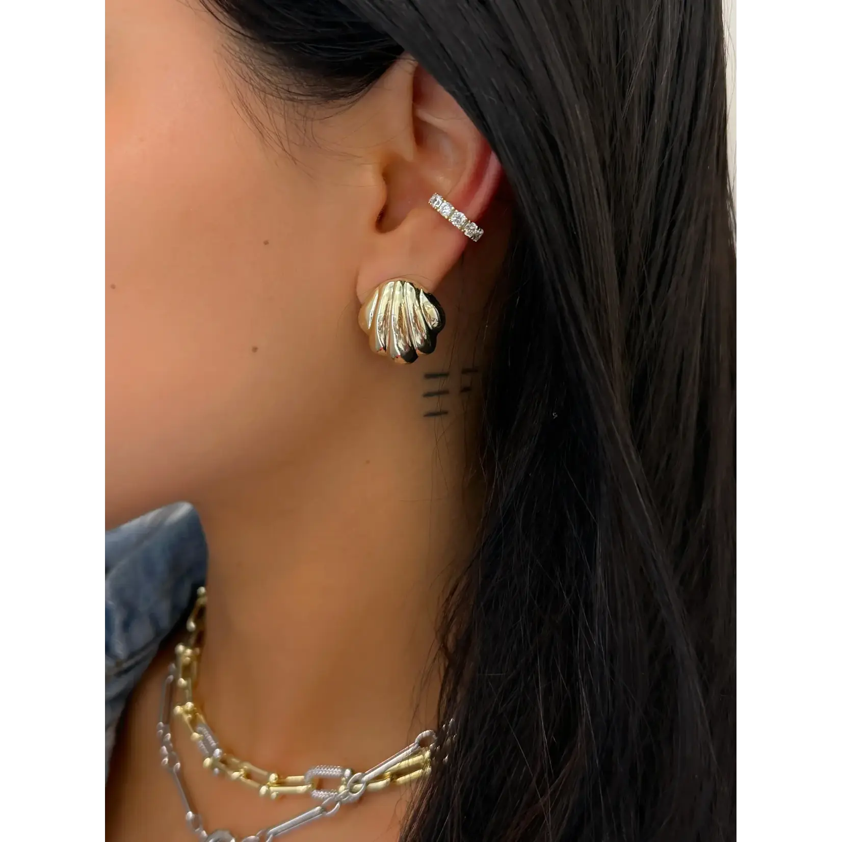 JTG Jewlery GP Brass Tide Shell Studs