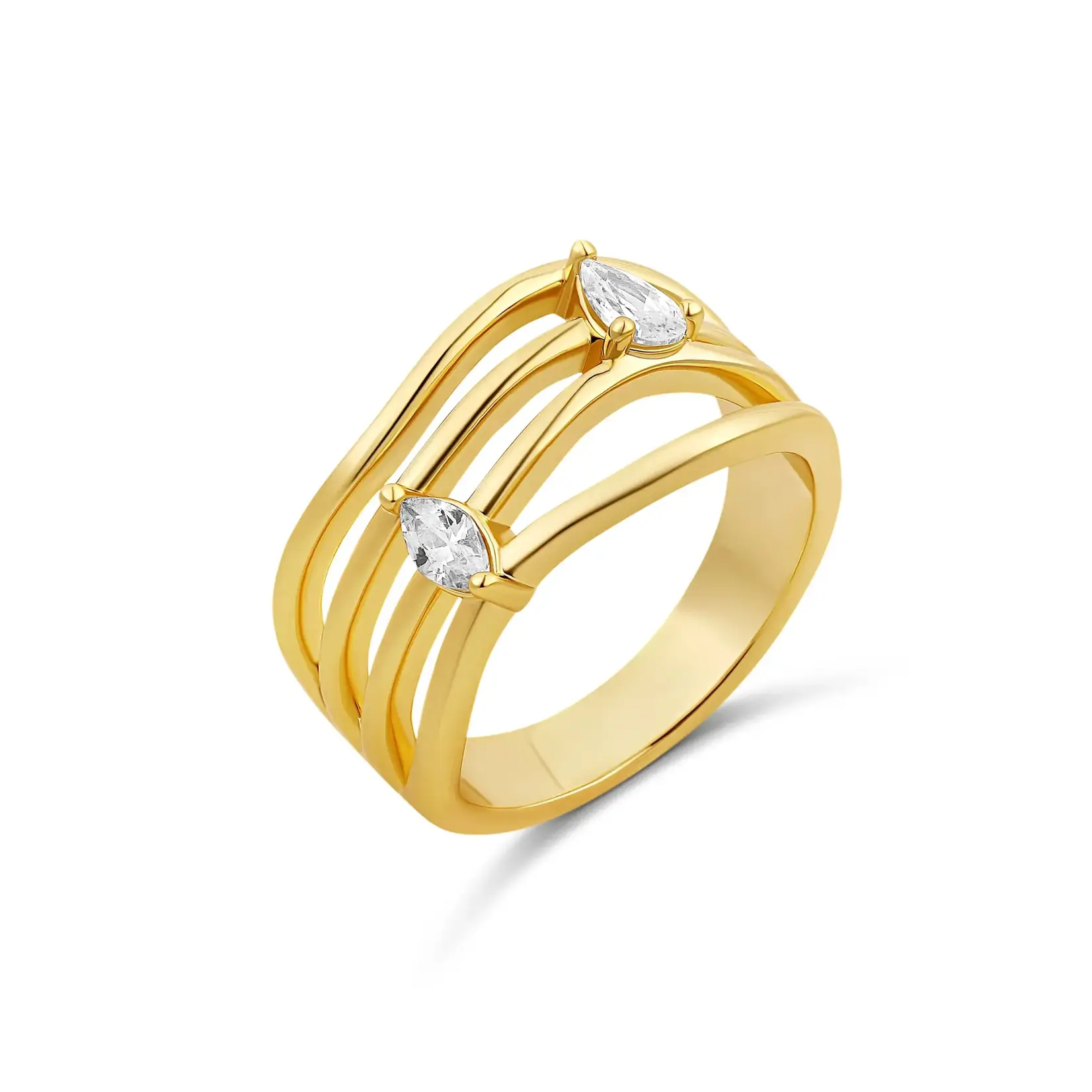 JTG Jewlery GP Brass Multi Wave Drop CZ Ring size 7