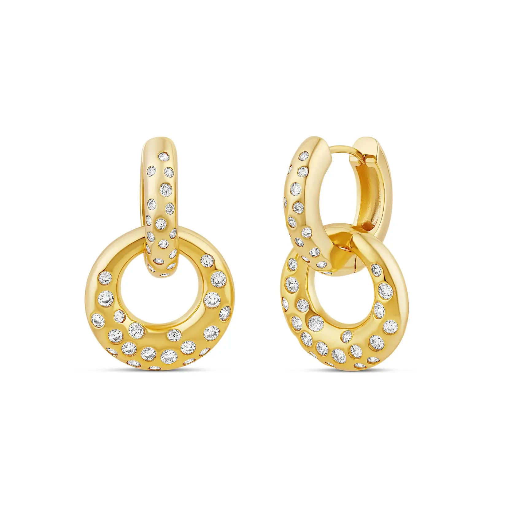 JTG Jewlery GP Brass Donut-Drop Scatter Hoop Earrings