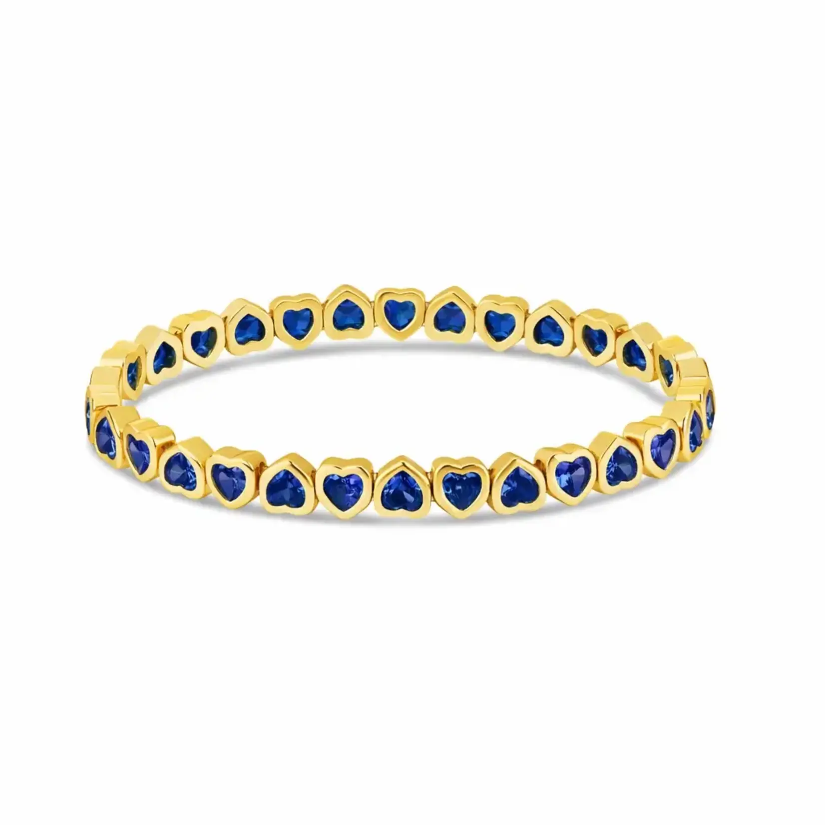 JTG Jewlery GP Brass Mini Deep Blue Stretchy Heart Bracelet