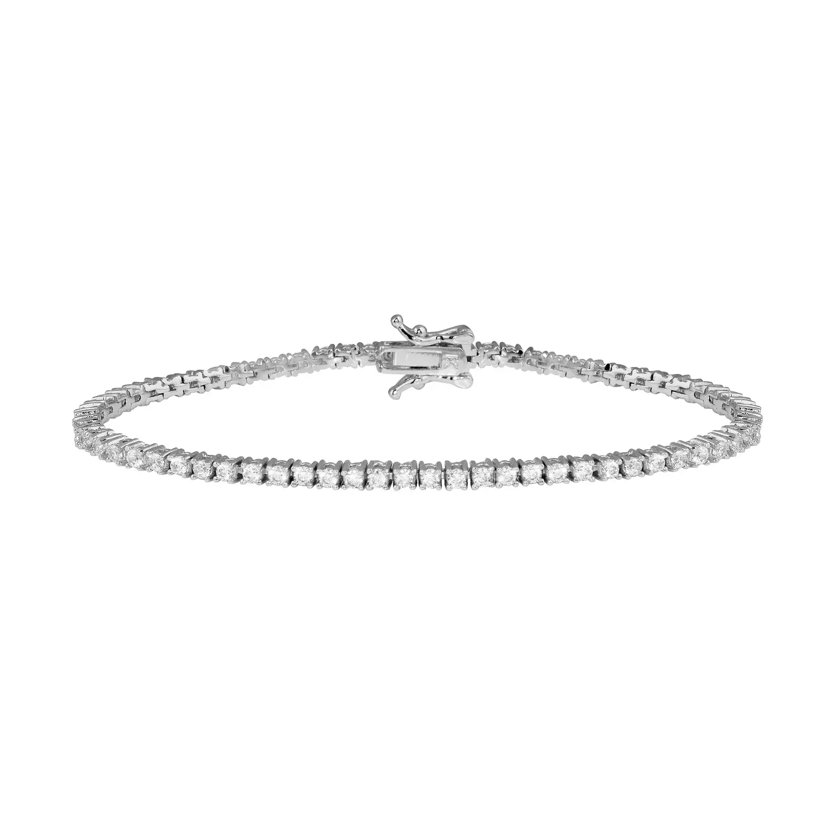 JTG Jewlery Silver over Brass Classic Thin Tennis Bracelet 6.5"