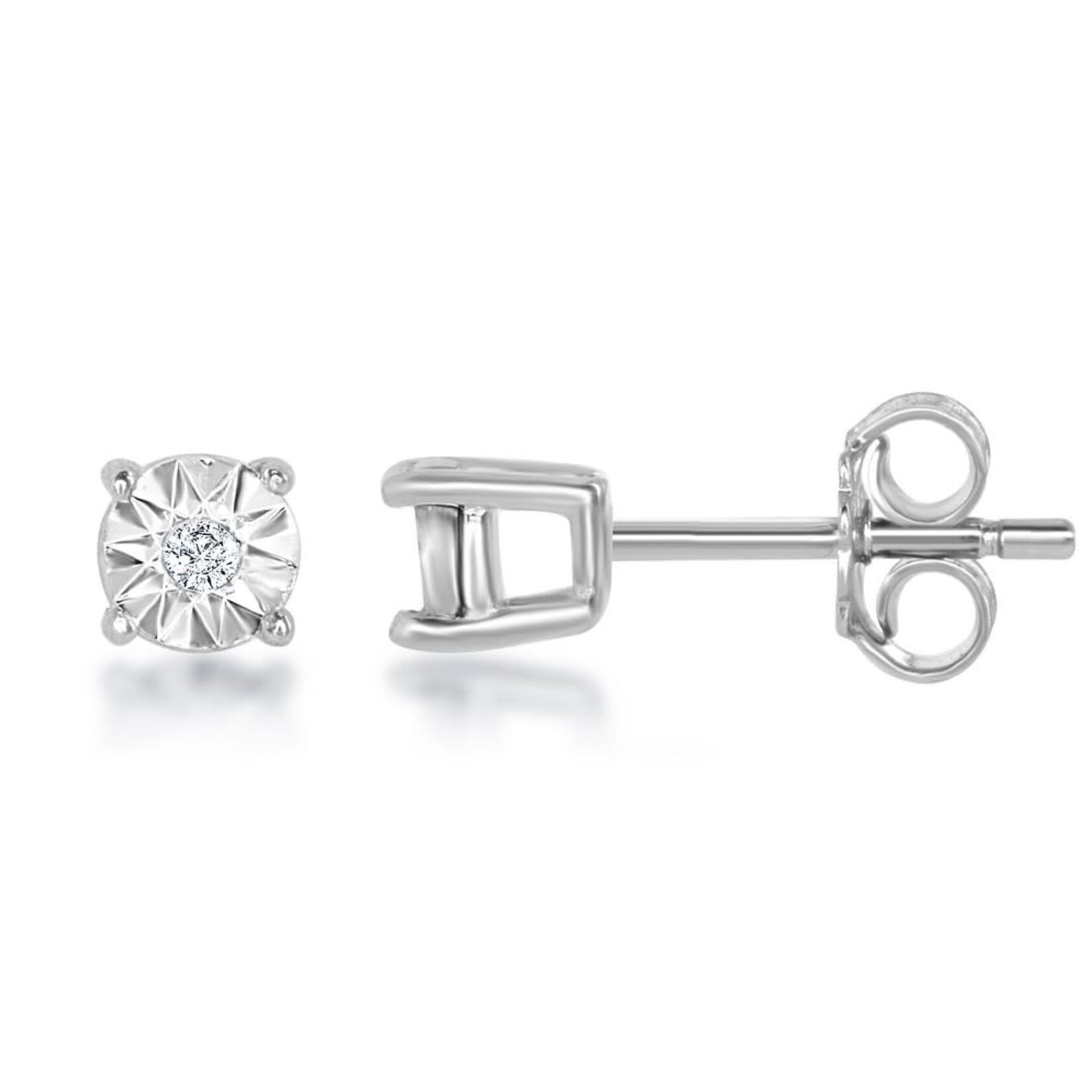 Classic of New York Sterling Silver Diamond Studs 3mm (0.02tcw)