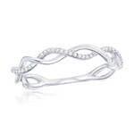 Classic of New York Sterling Silver Open Intertwined Diamond Ring - (53 Stones) Size 7