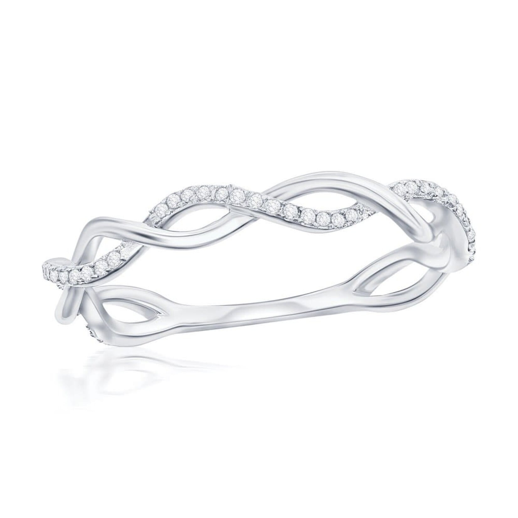 Classic of New York Sterling Silver Open Intertwined Diamond Ring - (53 Stones) Size 7