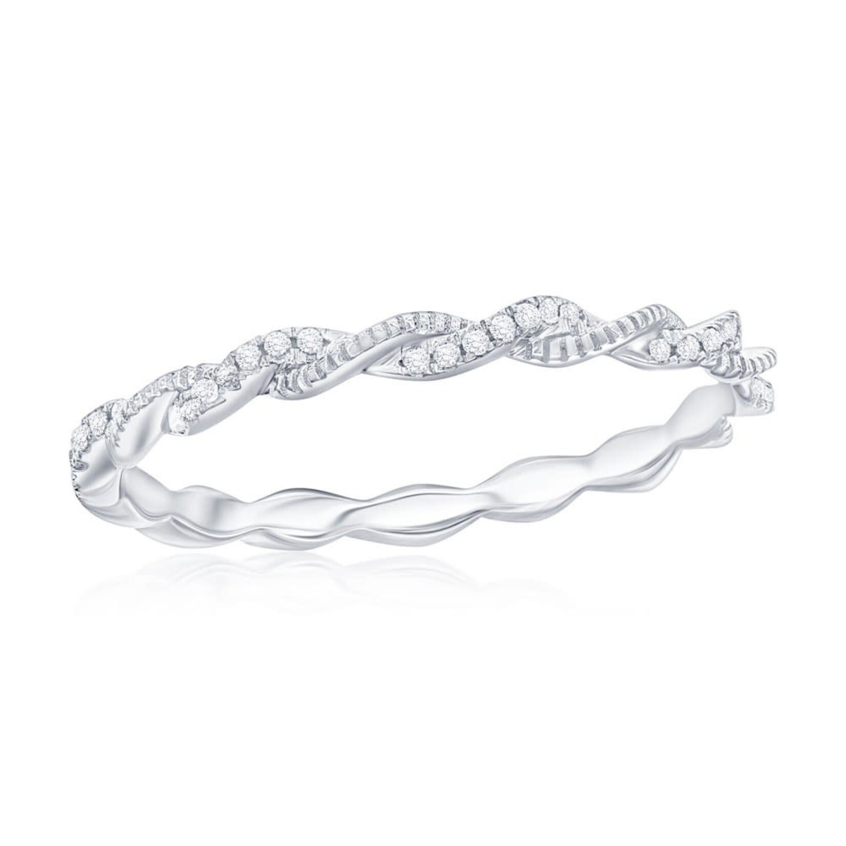 Classic of New York Sterling Silver Intertwined Diamond Ring