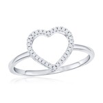 Classic of New York Sterling Silver Open Heart Diamond Ring