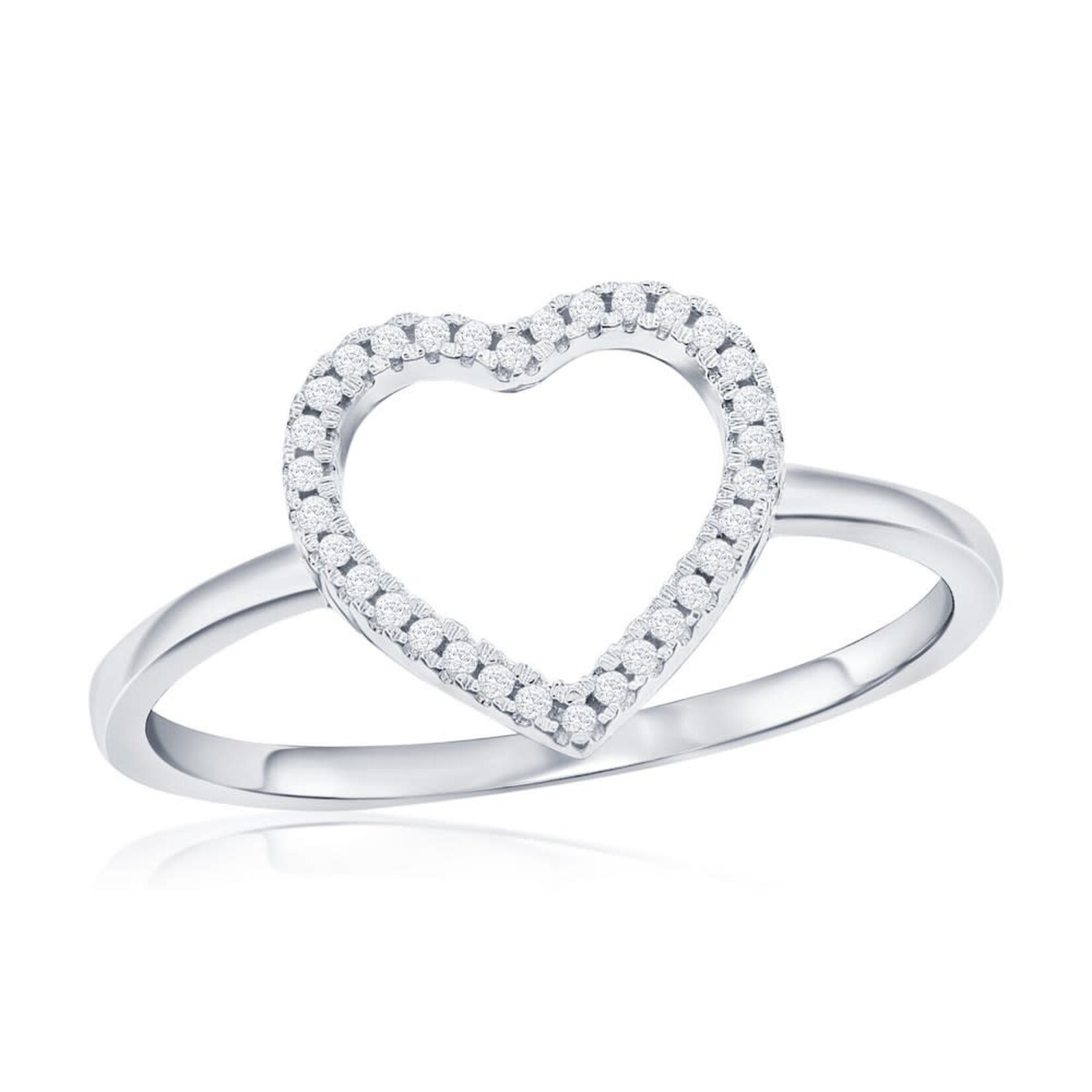 Classic of New York Sterling Silver Open Heart Diamond Ring