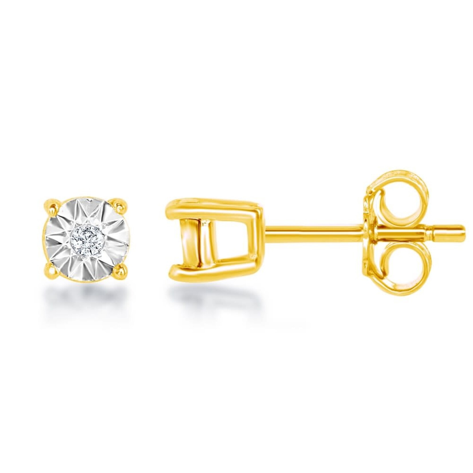 Classic of New York Sterling Silver Diamond Studs 3mm (0.02tcw) - Gold Plated