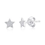 Classic of New York Sterling Silver Star Diamond Studs - (22 Stones)