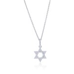 Classic of New York Sterling Silver Star of David Diamond Necklace - (60 Stones)