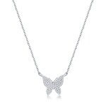 Classic of New York Sterling Silver Butterfly Diamond Necklace - (75 Stones)