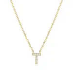Paris 1901 SS 18K Vermeil CZ Mini Initial T Necklace 18”+2”