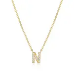 Paris 1901 SS 18K Vermeil CZ Mini Initial N Necklace 18”+2”
