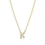 Paris 1901 SS 18K Vermeil CZ Mini Initial K Necklace 18”+2”
