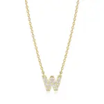Paris 1901 SS 18K Vermeil CZ Mini Initial W Necklace 18”+2”