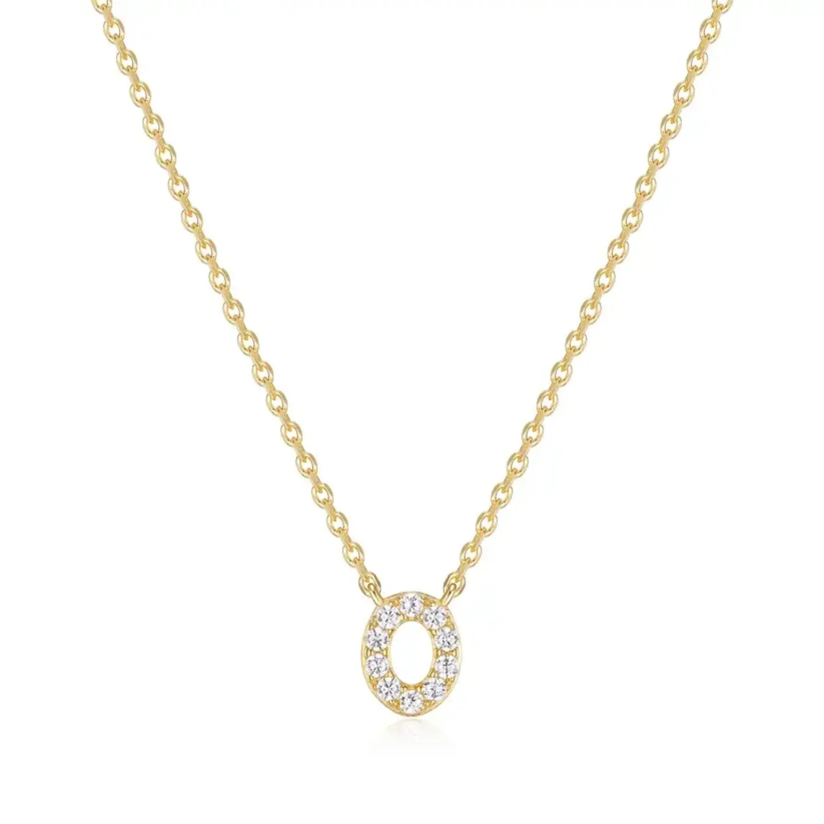 Paris 1901 SS 18K Vermeil CZ Mini Initial O Necklace 18”+2”