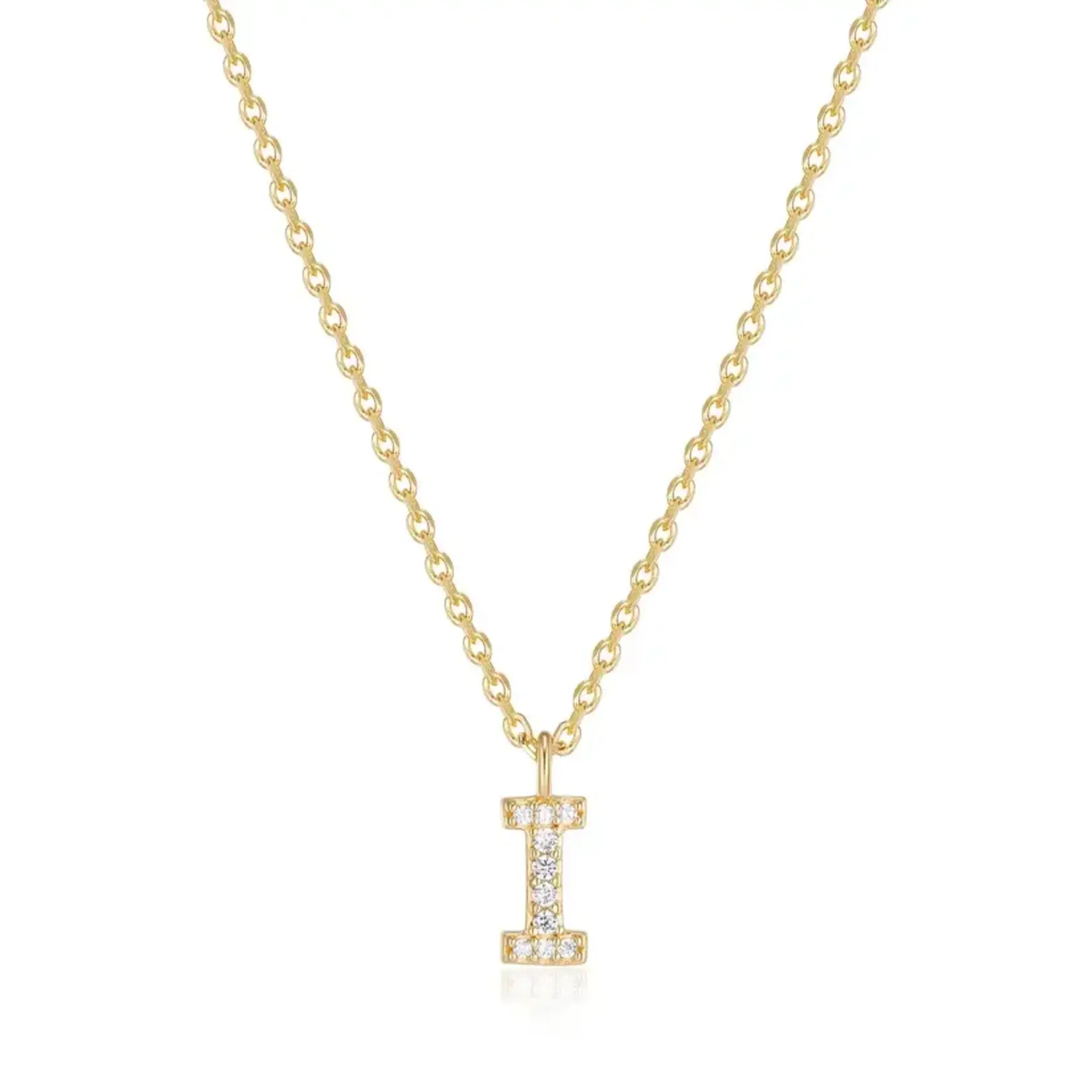 Paris 1901 SS 18K Vermeil CZ Mini Initial I Necklace 18”+2”