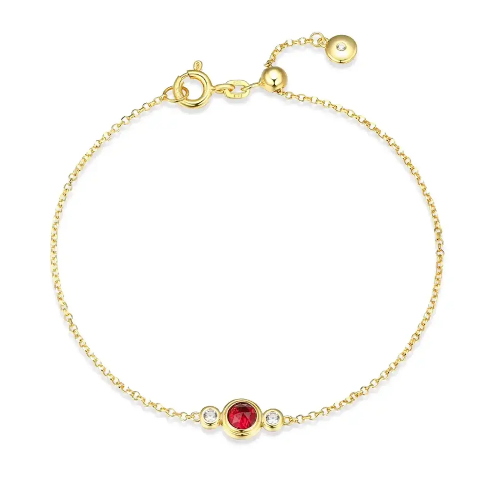 Paris 1901 SS 18k GP Lab Ruby (July) Rolo Bracelet Adj. 7.5”