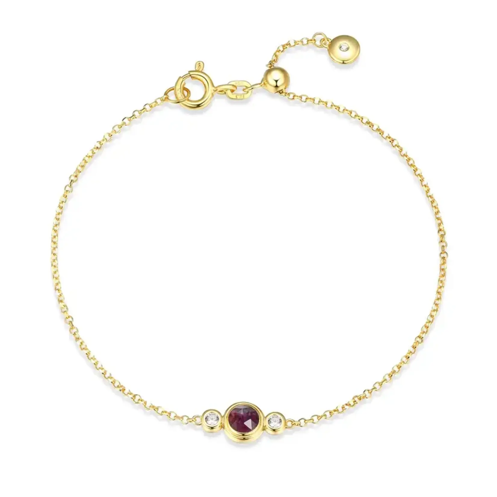 Paris 1901 SS 18k GP Gen. African Amethyst (February) Rolo Bracelet Adj. 7.5”