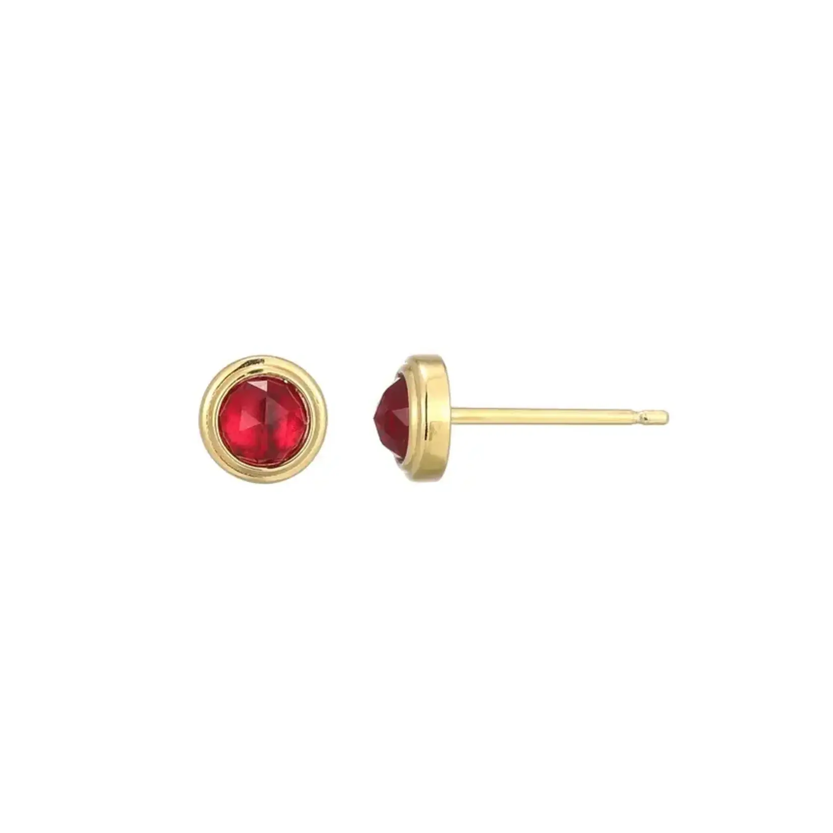 Paris 1901 SS 18k GP Lab Ruby (July) North Star 4mm Birthstone Earrings