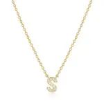 Paris 1901 SS 18K Vermeil CZ Mini Initial S Necklace 18”+2”