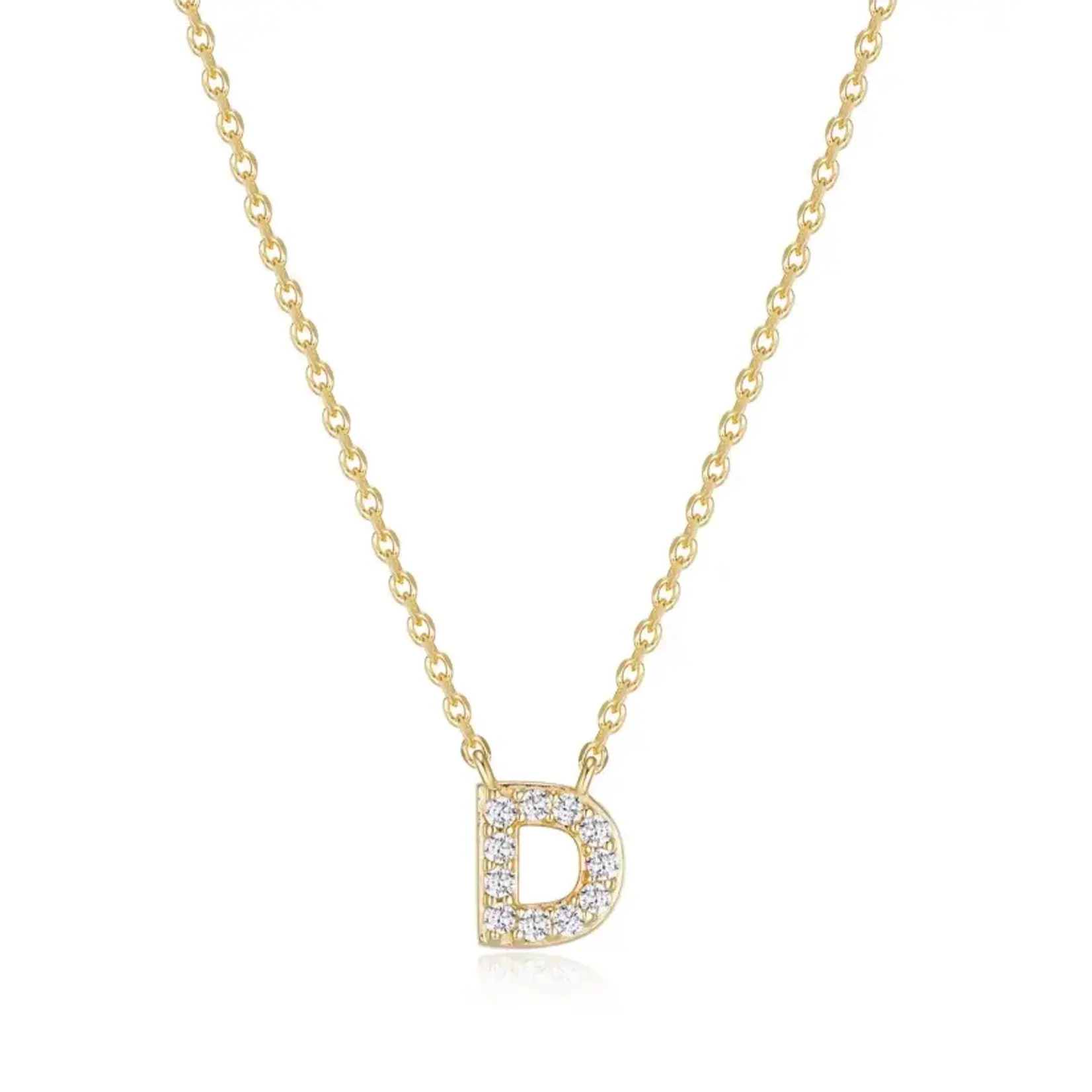 Paris 1901 SS 18K Vermeil CZ Mini Initial D Necklace 18”+2”