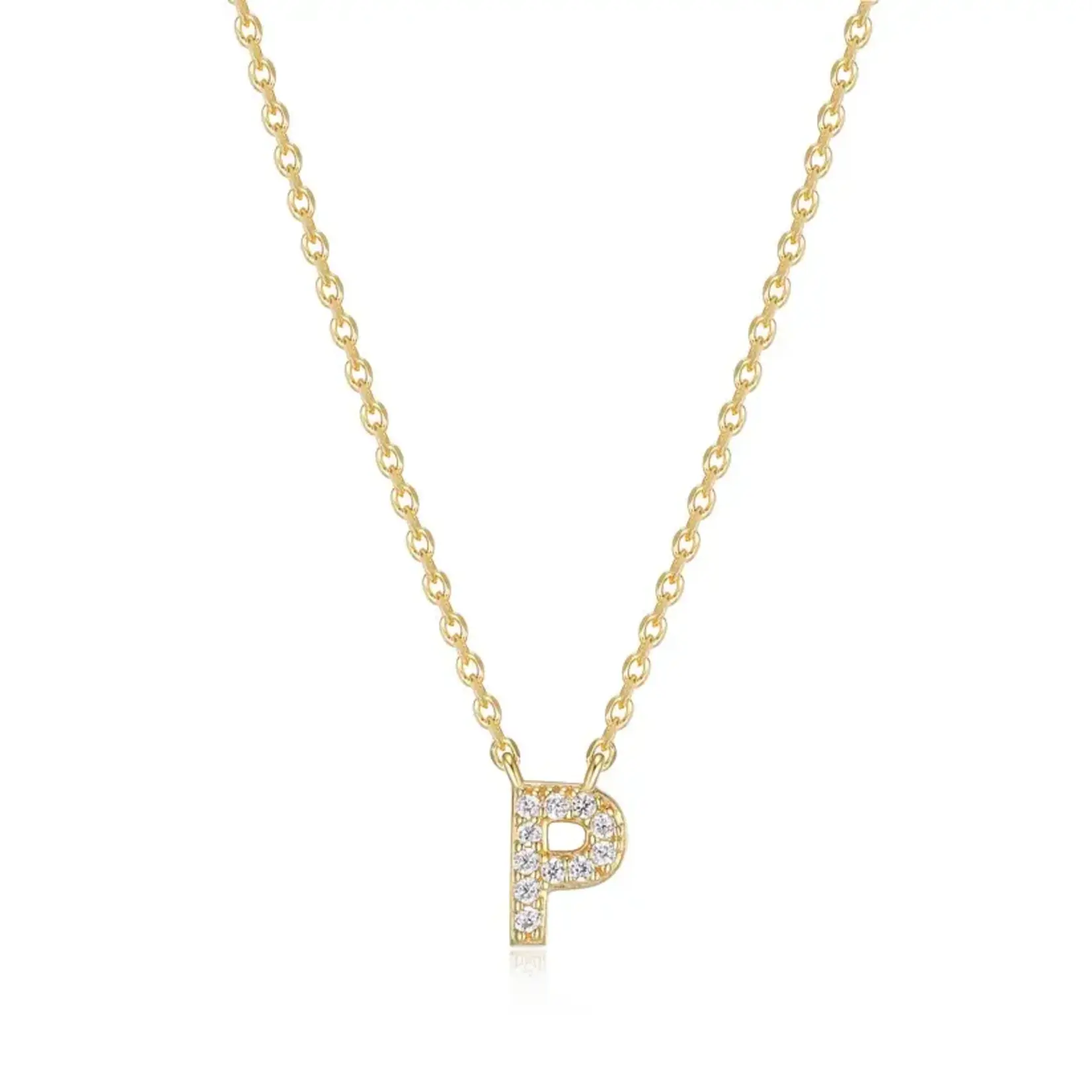 Paris 1901 SS 18K Vermeil CZ Mini Initial P Necklace 18”+2”