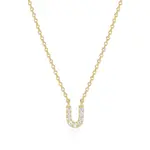 Paris 1901 SS 18K Vermeil CZ Mini Initial U Necklace 18”+2”