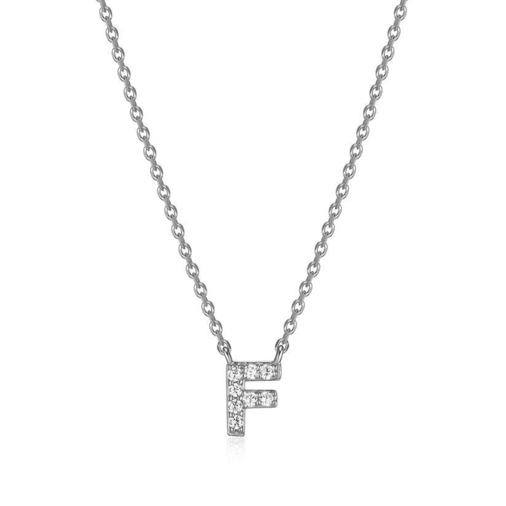 Paris 1901 SS CZ Mini Initial F Necklace 18”