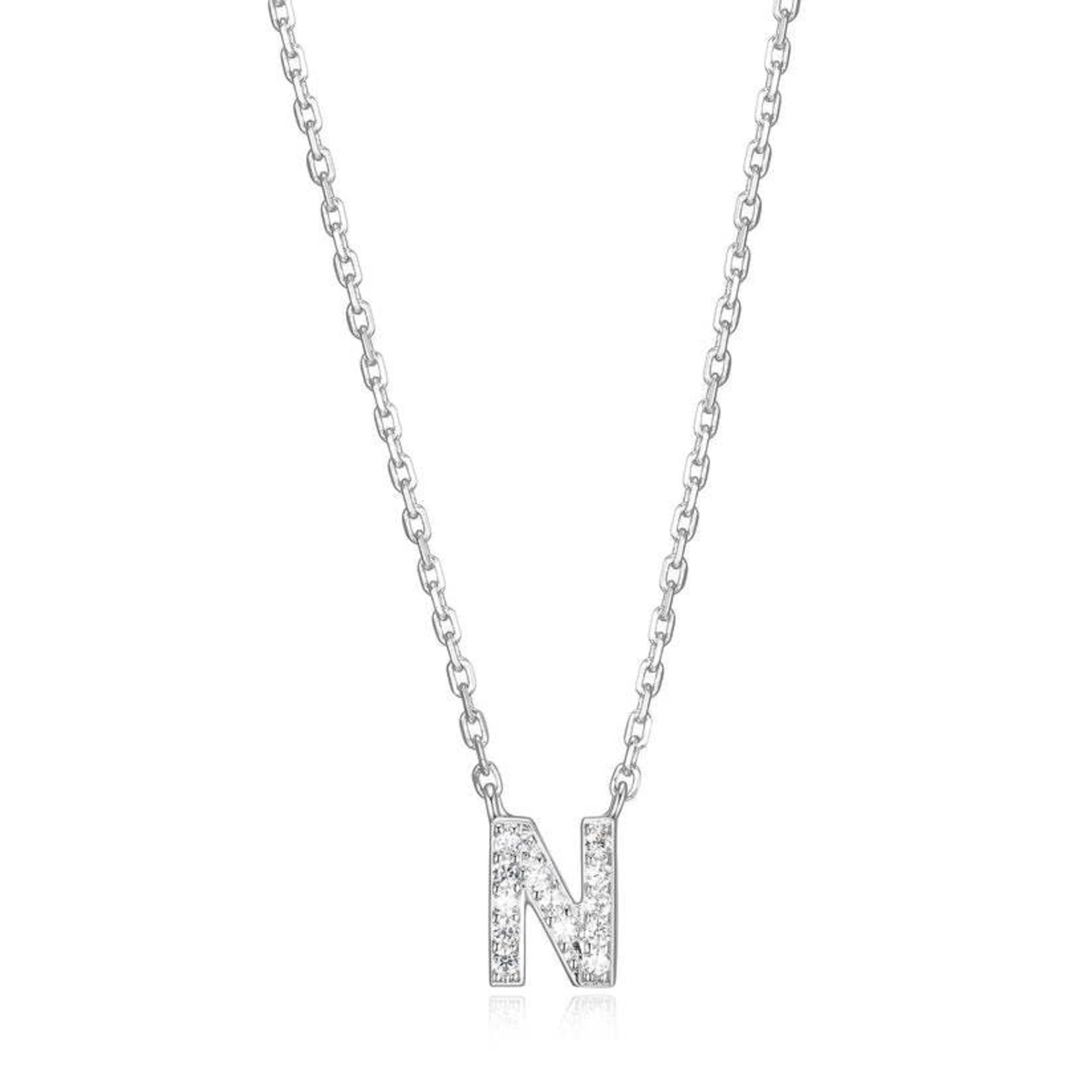 Paris 1901 SS CZ Mini Initial N Necklace 18”
